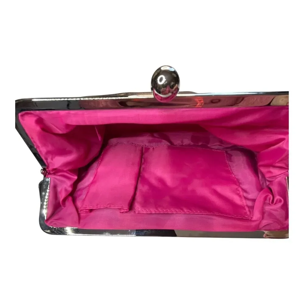 Candies Vintage Soft Leather Black Ruffle Clutch Bag Formal